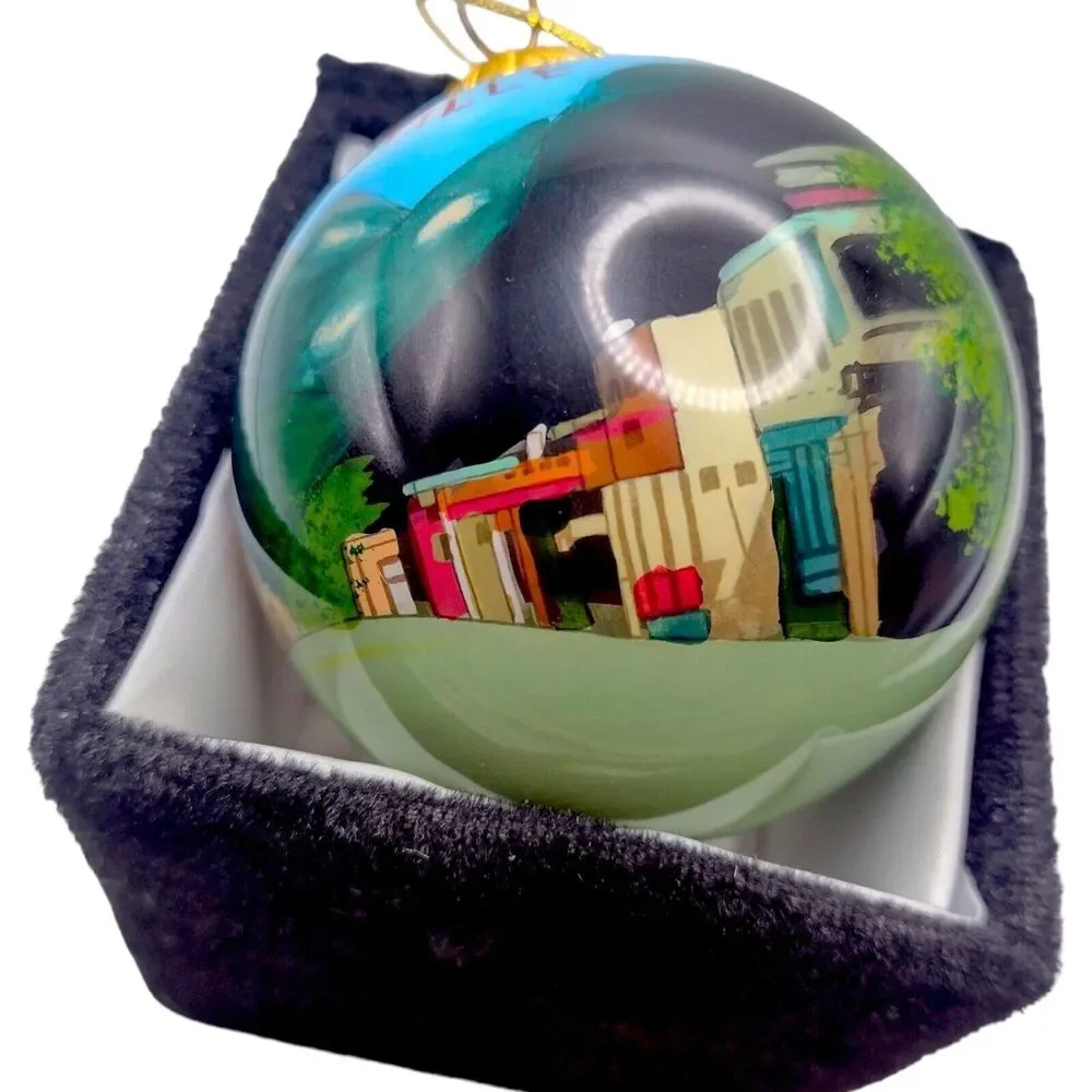 Vintage Louisville Reverse Painted Blown Glass Ball Ornament Art Studio Company - Picture 5 of 16